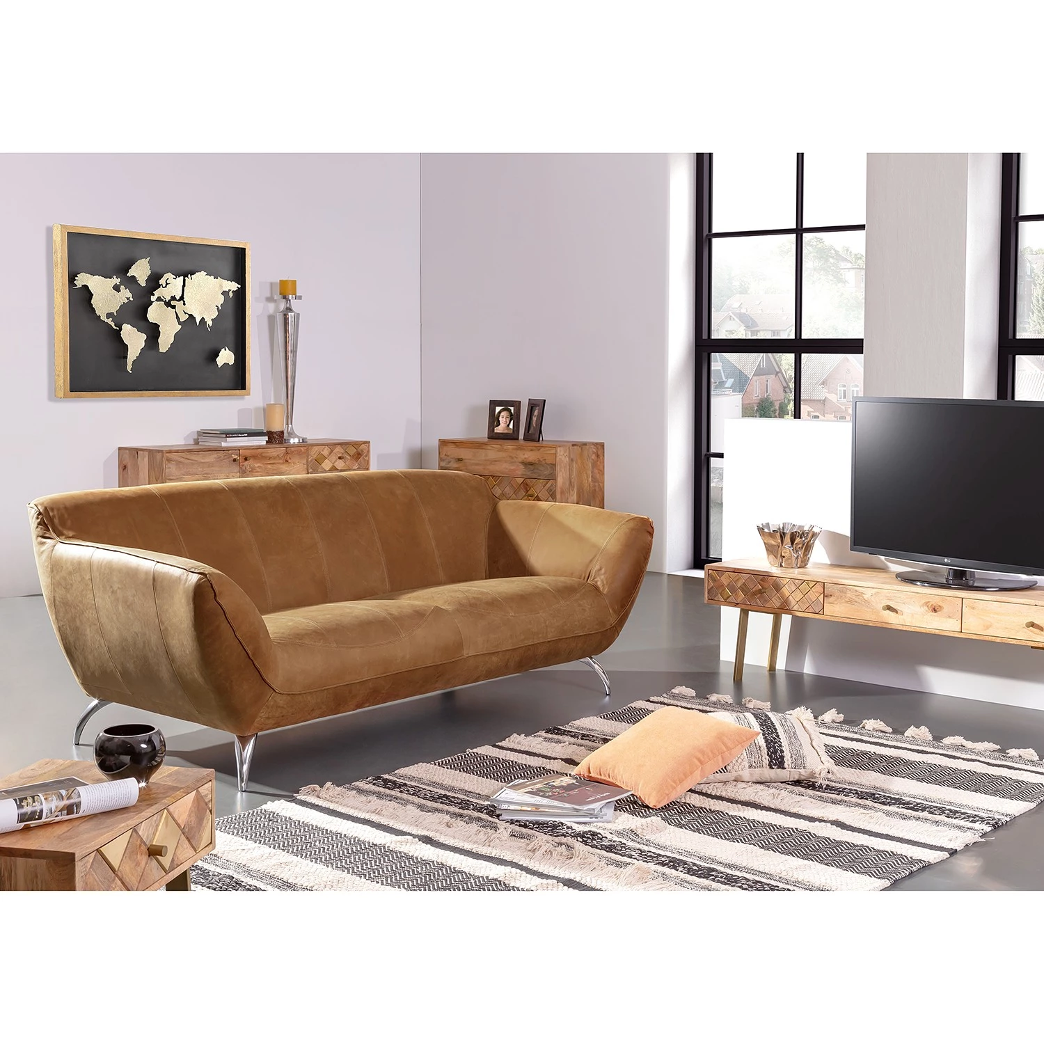Loftscape Canapé Astley (2 places) - Cuir véritable - Cognac 4 Loftscape Canapé Astley (2 places) - Cuir véritable - Cognac – Image 2