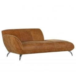 Loftscape Méridienne Astley - Cuir véritable - Cognac - Accoudoir monté à gauche (vu de face)