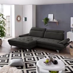 Fredriks Canapé d’angle Gorman - Microfibre - Noir - Méridienne courte à gauche (vue de face) - Fonction couchage -Meubles de salon Soldes 1000205217 200310 12353300835 MOOD DETAILS P000000001000205217 mood