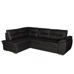Fredriks Canapé d’angle Elkin - Imitation cuir - Noir - Méridienne longue à gauche (vue de face) - Sans fonction