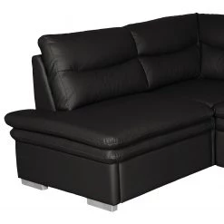 Fredriks Canapé d’angle Elkin - Imitation cuir - Noir - Méridienne longue à gauche (vue de face) - Sans fonction -Meubles de salon Soldes 1000205229 200310 12354600953 DETAILS P000000001000205229