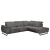 Fredriks Canapé d’angle NoHo - Microfibre - Gris - Méridienne longue à droite (vue de face) - Sans fonction