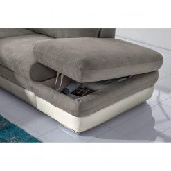 Fredriks Canapé d’angle Gerton - Blanc gris - Méridienne longue à droite (vue de face) -Meubles de salon Soldes 1000205321 200310 12372001869 DETAILS P000000001000205321