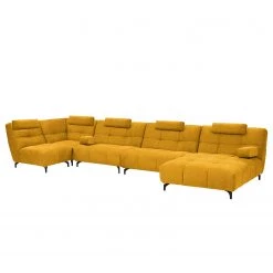 Fredriks Canapé panoramique Bellmore II - Microfibre - Jaune moutarde - Avec appui-tête