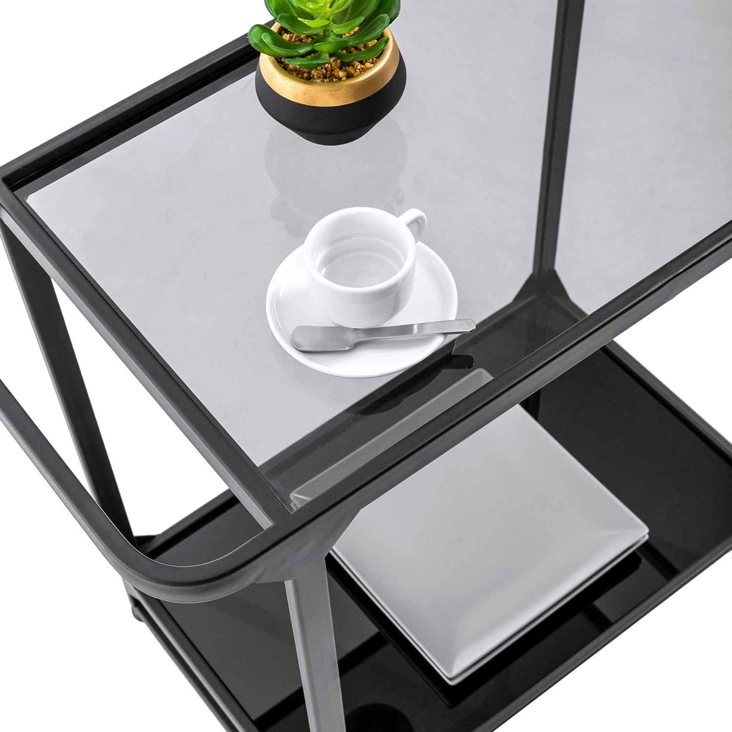 Norrwood Desserte Kisko - Verre / Métal - Gris / Noir 6 Norrwood Desserte Kisko - Verre / Métal - Gris / Noir – Image 4