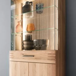 Loftscape Vitrine Salvo I - Partiellement en chêne massif - Planches de chêne Bianco / Gris -Meubles de salon Soldes 1000207372 200317 14303500201 DETAILS P000000001000207372