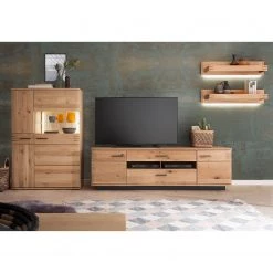 Loftscape Ensemble meubles TV Salvo III (4 élém.) - Partiellement en chêne massif - Planches de chêne Bianco / Gris