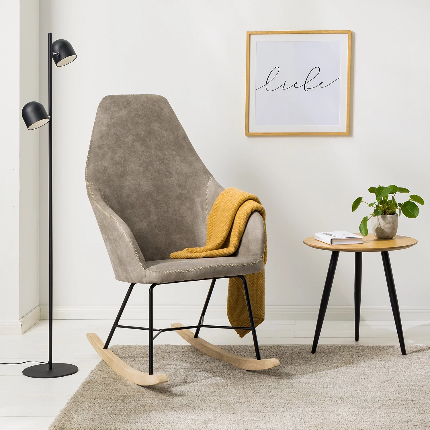 Mørteens Rocking chair Kumia I - Aspect cuir vieilli - Gris 4 Mørteens Rocking chair Kumia I - Aspect cuir vieilli - Gris – Image 2