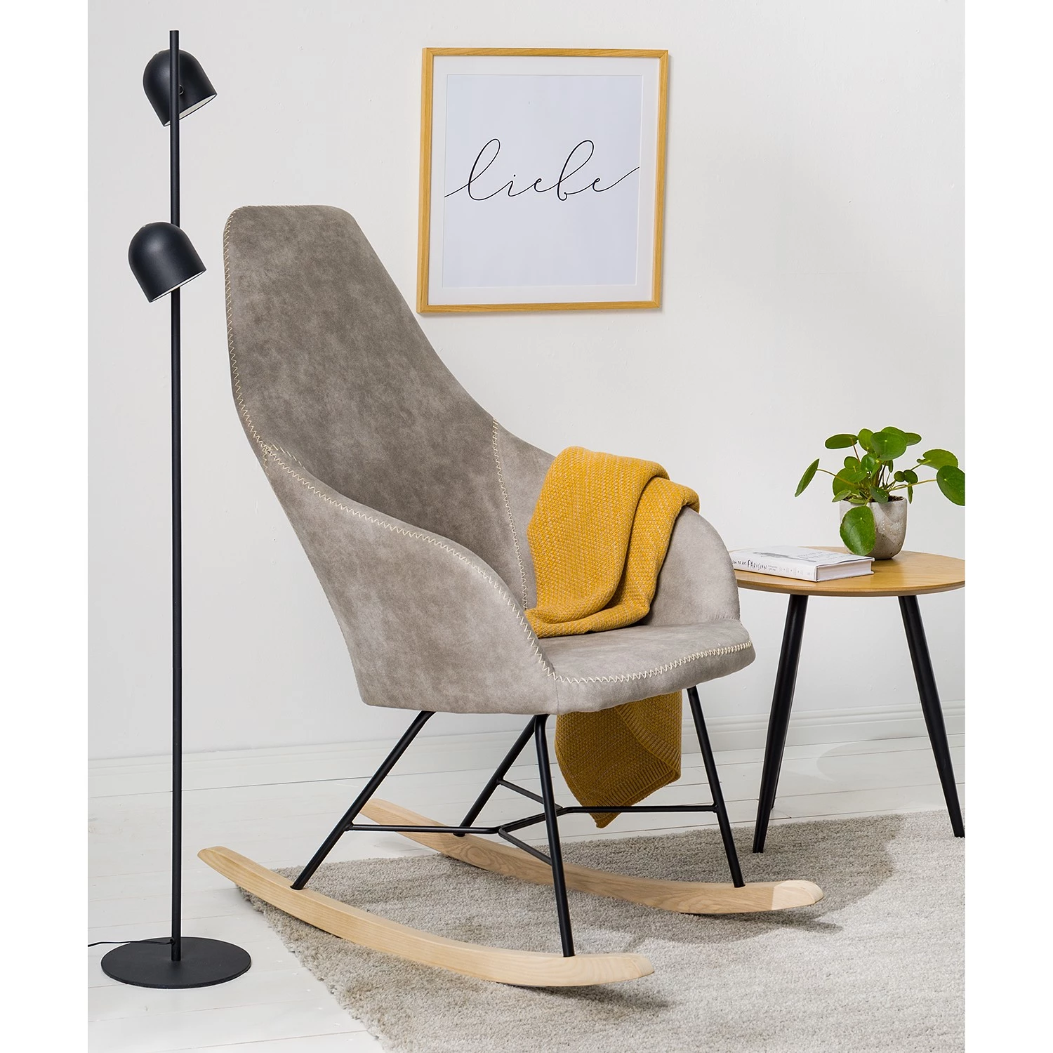 Mørteens Rocking chair Kumia I - Aspect cuir vieilli - Gris 5 Mørteens Rocking chair Kumia I - Aspect cuir vieilli - Gris – Image 3
