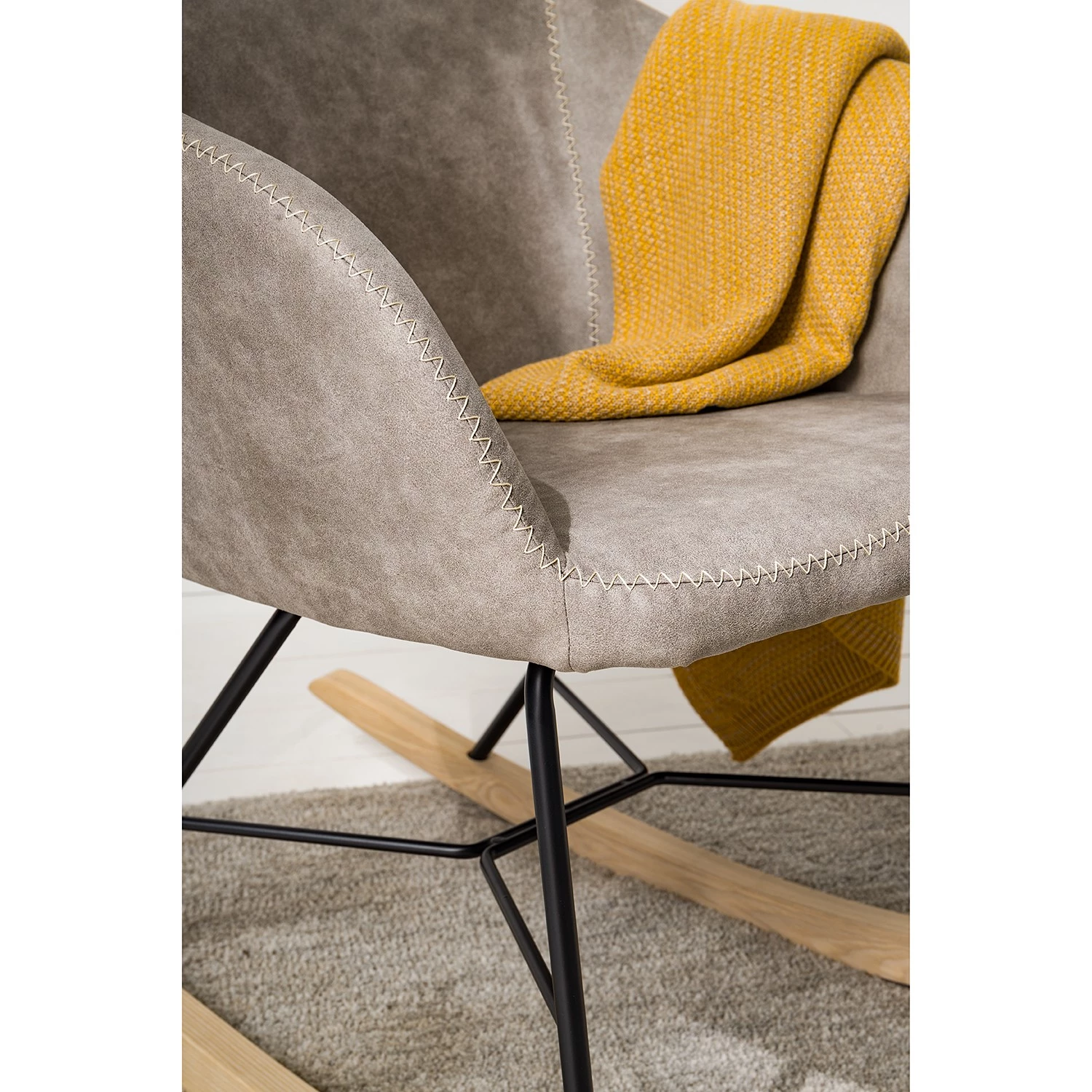 Mørteens Rocking chair Kumia I - Aspect cuir vieilli - Gris 10 Mørteens Rocking chair Kumia I - Aspect cuir vieilli - Gris – Image 8