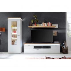 Loftscape Meuble TV Mundai - Avec éclairage  - Blanc / Imitation chêne de Wotan - Largeur : 196 cm -Meubles de salon Soldes 1000209063 200402 14350000065 MOOD DETAILS P000000001000209063 mood