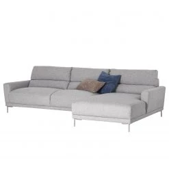 Fredriks Canapé d’angle Burney - Tissu - Gris clair - Méridienne courte à droite (vue de face)