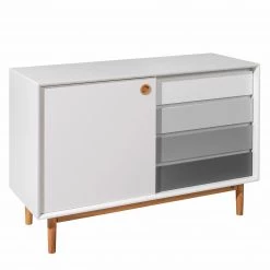 Tom Tailor Commode Color Box - Partiellement en chĂȘne massif - Blanc / Gris clair