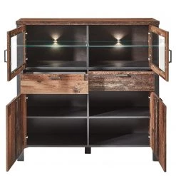 Red Living Buffet haut Blackpool I - Avec éclairage - Imitation bois recyclé / Gris -Meubles de salon Soldes 1000209806 200430 06444600048 DETAILS P000000001000209806