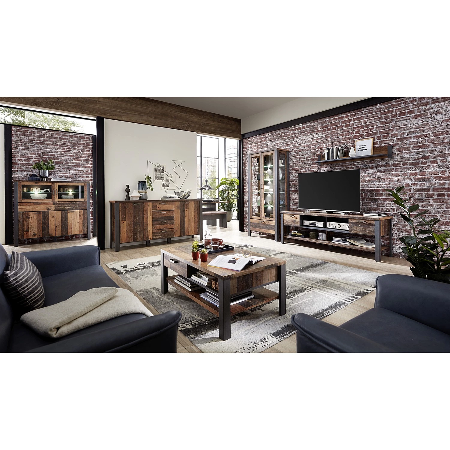 Red Living Vitrine Blackpool I - Avec éclairage - Imitation bois recyclé / Gris 10 Red Living Vitrine Blackpool I - Avec éclairage - Imitation bois recyclé / Gris – Image 8