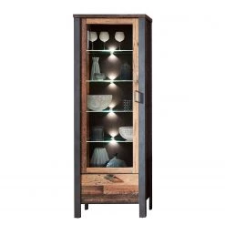 Red Living Vitrine Blackpool II - Avec éclairage - Imitation bois recyclé / Gris