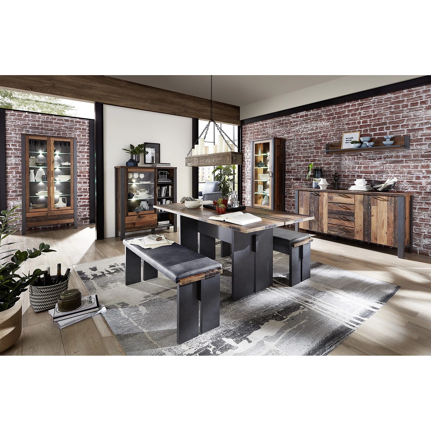 Red Living Vitrine Blackpool II - Avec éclairage - Imitation bois recyclé / Gris 7 Red Living Vitrine Blackpool II - Avec éclairage - Imitation bois recyclé / Gris – Image 5