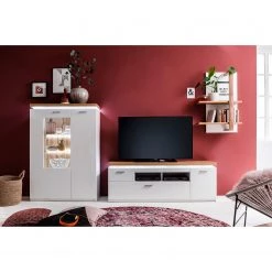 Loftscape Ensemble meubles TV Mundai II (3 élém.) - Avec éclairage  - Blanc / Imitation chêne de Wotan