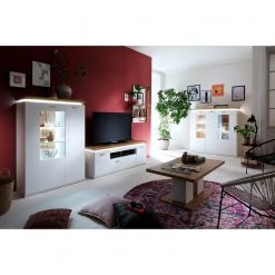 Loftscape Ensemble meubles TV Mundai II (3 élém.) - Avec éclairage  - Blanc / Imitation chêne de Wotan -Meubles de salon Soldes 1000210798 200430 14332300052 MOOD DETAILS P000000001000210798 mood