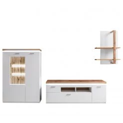 Loftscape Ensemble meubles TV Mundai II (3 élém.) - Avec éclairage  - Blanc / Imitation chêne de Wotan -Meubles de salon Soldes 1000210798 200430 14332400053 DETAILS P000000001000210798