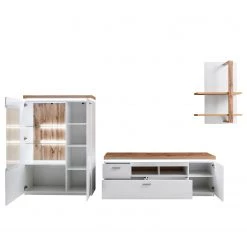 Loftscape Ensemble meubles TV Mundai II (3 élém.) - Avec éclairage  - Blanc / Imitation chêne de Wotan -Meubles de salon Soldes 1000210798 200430 14332500054 DETAILS P000000001000210798