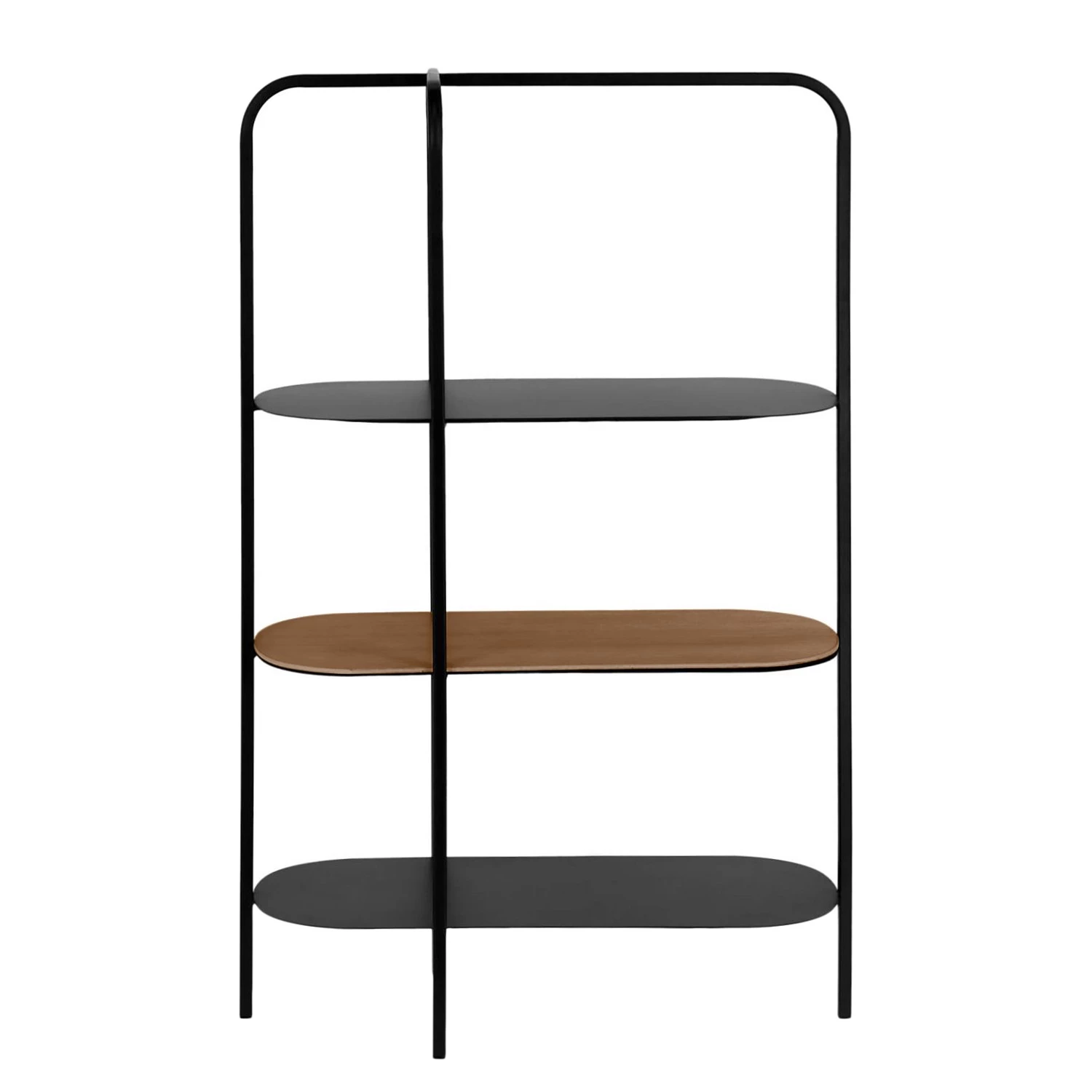 Red Living Étagère Laukaa - Acier / Placage en bois véritable - Noir / Noyer 5 Red Living Étagère Laukaa - Acier / Placage en bois véritable - Noir / Noyer – Image 3