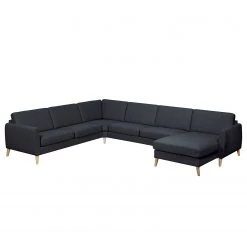 Mørteens Canapé panoramique Kustavi - Tissu structuré - Bleu foncé