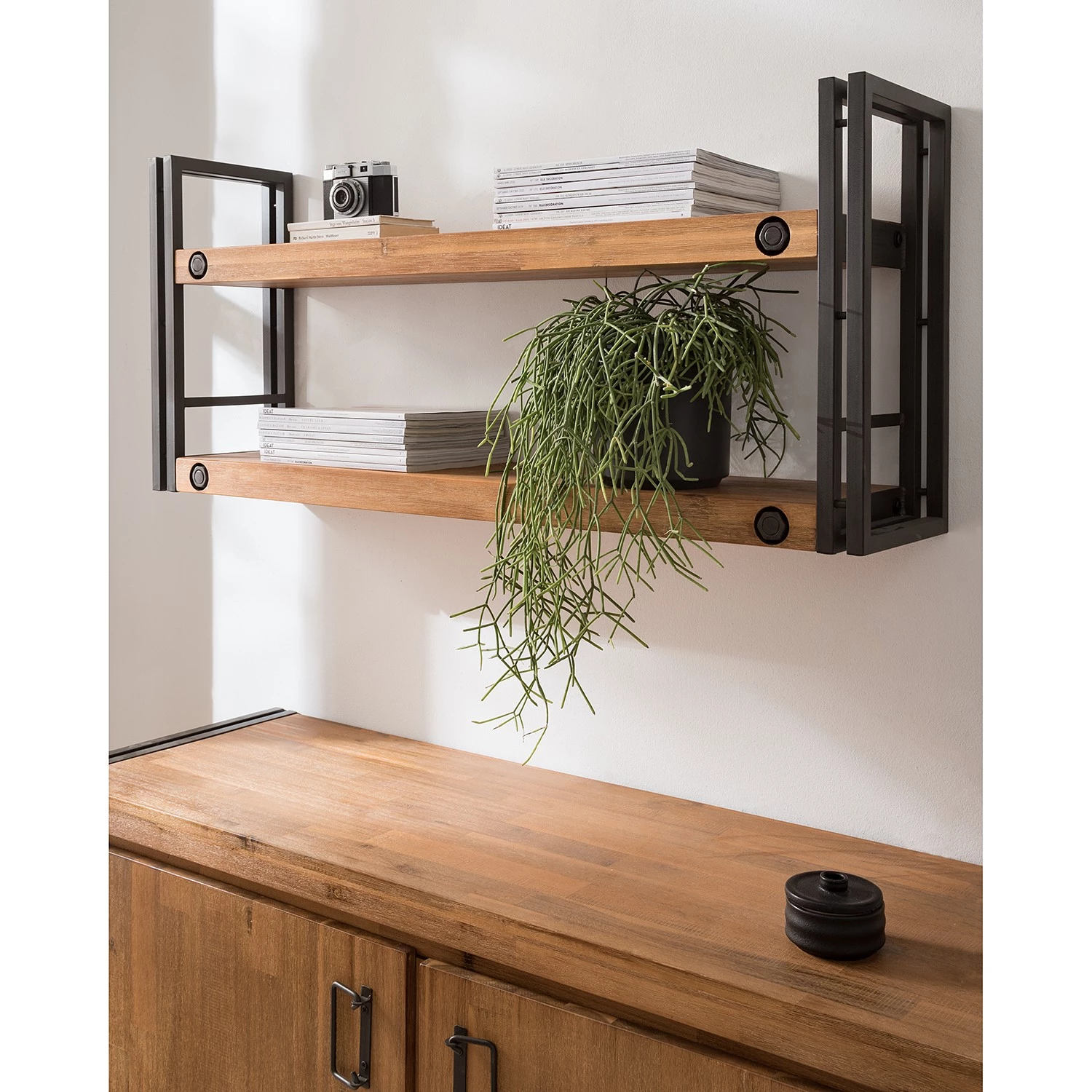 Ars manufacti Étagère murale Manchester II - Acacia massif / Métal - Acacia / Anthracite 4 Ars manufacti Étagère murale Manchester II - Acacia massif / Métal - Acacia / Anthracite – Image 2