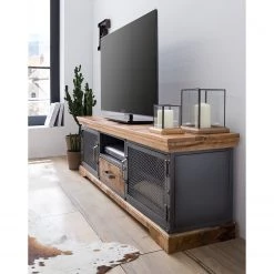 Ars manufacti Meuble TV Hunter II - Manguier massif / Métal - Manguier / Gris bleu -Meubles de salon Soldes 1000211062 210225 12525300002 MOOD DETAILS P000000001000211062 mood