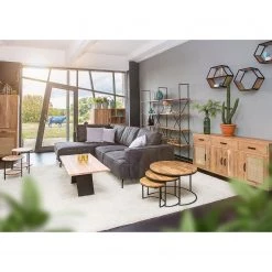 Red Living Étagère murale Daggett III - Manguier massif / Métal - Manguier / Noir -Meubles de salon Soldes 1000211414 200504 13491500031 MOOD DETAILS P000000001000211414 mood