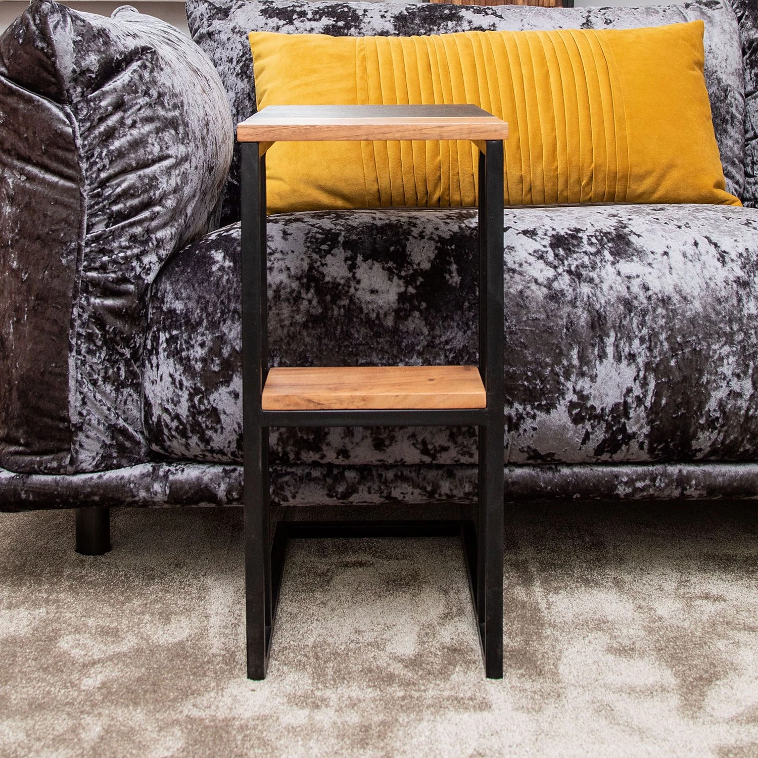 Red Living Bout de canapé Brookwood VII - Placage en pierre véritable / Acacia massif - ardoise / Acacia 7 Red Living Bout de canapé Brookwood VII - Placage en pierre véritable / Acacia massif - ardoise / Acacia – Image 5