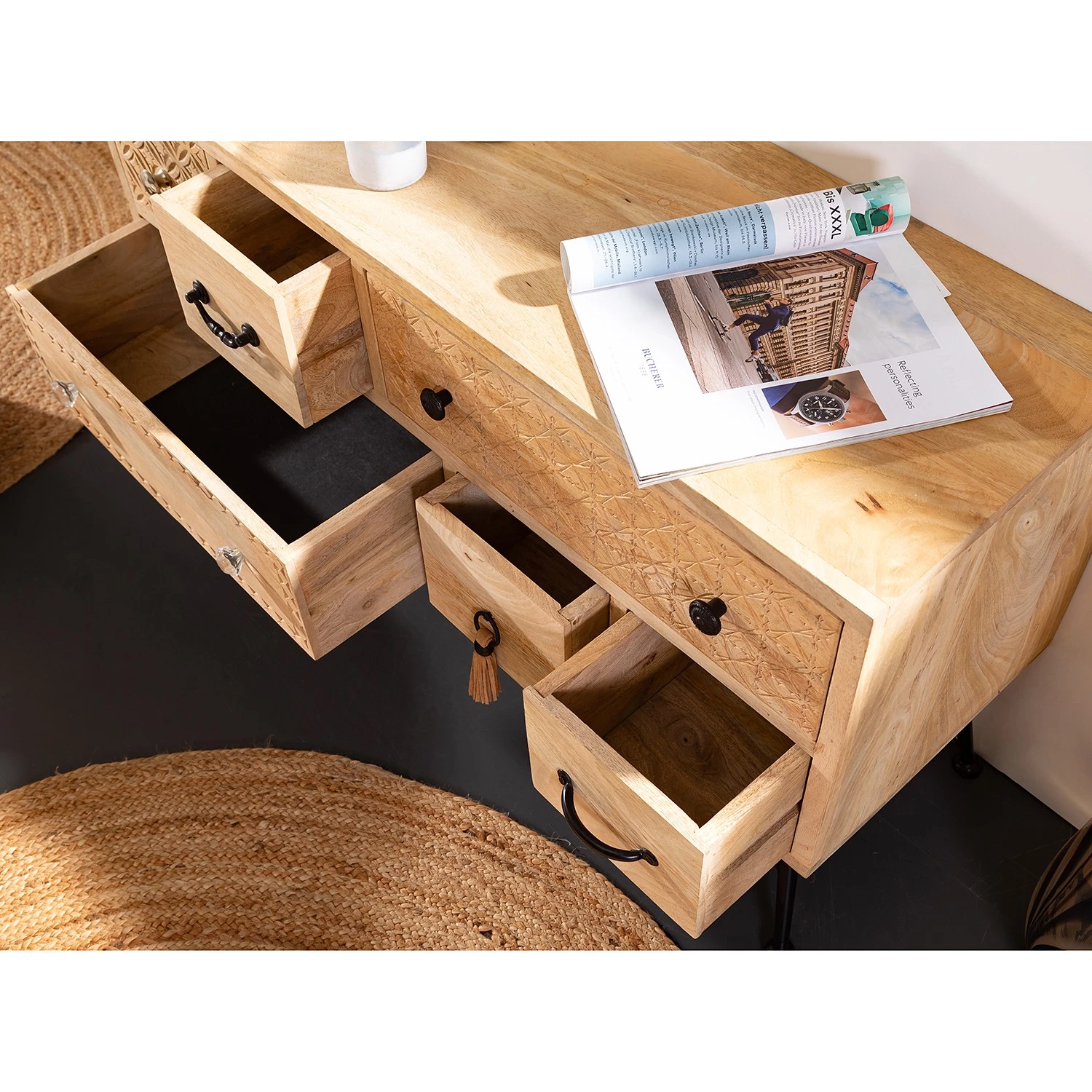 Red Living Meuble TV Latta II - Manguier massif / Métal - Manguier / Noir 6 Red Living Meuble TV Latta II - Manguier massif / Métal - Manguier / Noir – Image 4