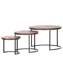 Red Living Bouts de canapé Daggett II (Lot de 3) - Manguier massif / Métal - Manguier / Noir