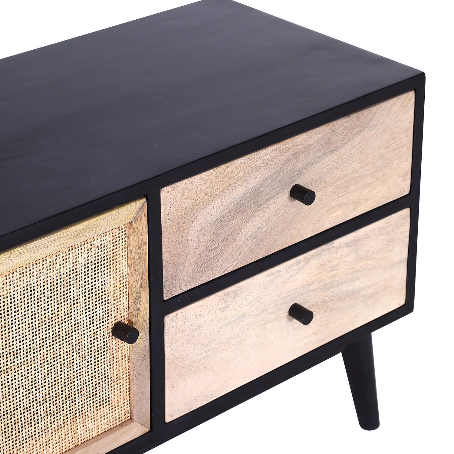 Red Living Meuble TV Lexham I - Manguier massif / Rotin - Manguier / Manguier noir 4 Red Living Meuble TV Lexham I - Manguier massif / Rotin - Manguier / Manguier noir – Image 2