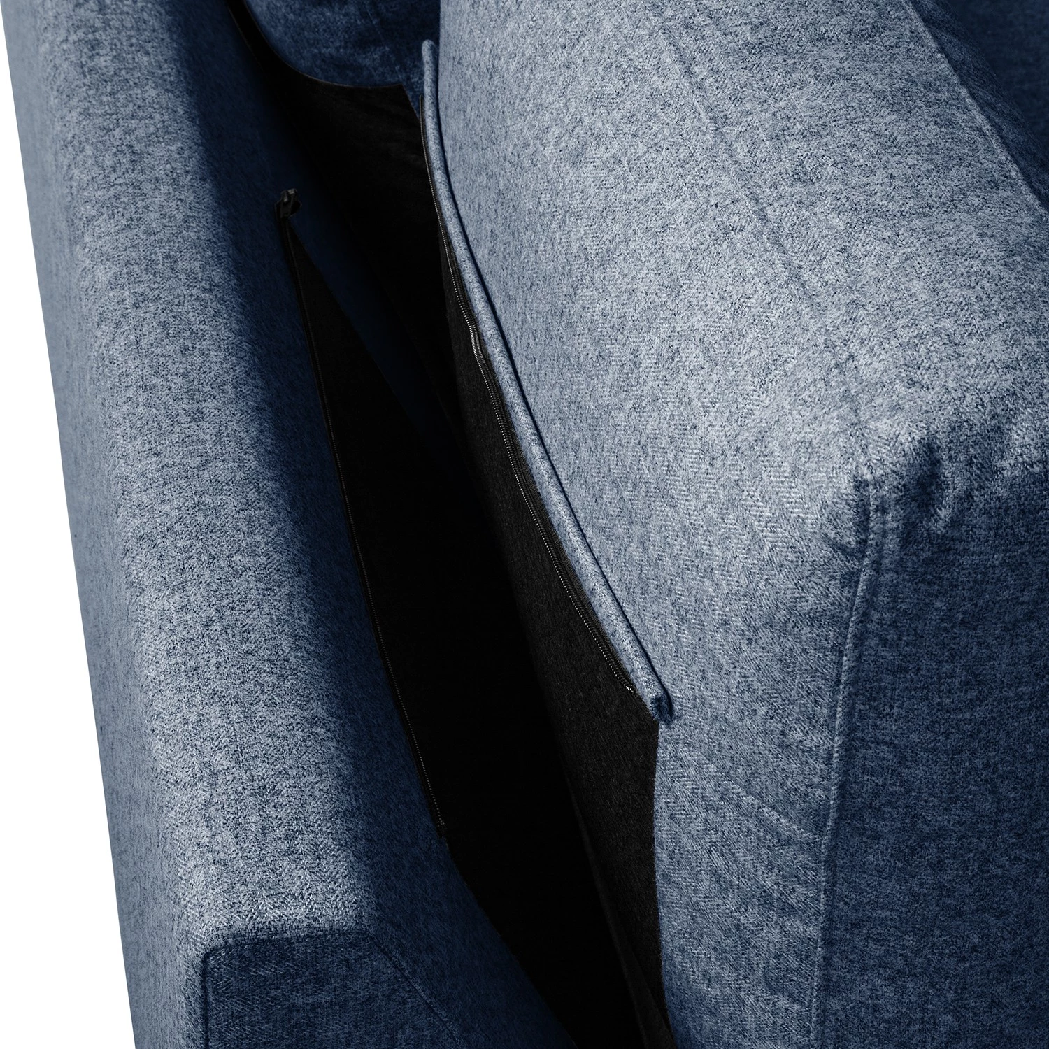 Studio Copenhagen Canapé panoramique COSO Classic+ - Tissu Inze: Bleu - Méridienne courte à droite / longue à gauche (vue de face) - Coffre de lit - Chrome brillant 21 Studio Copenhagen Canapé panoramique COSO Classic+ - Tissu Inze: Bleu - Méridienne courte à droite / longue à gauche (vue de face) - Coffre de lit - Chrome brillant – Image 19