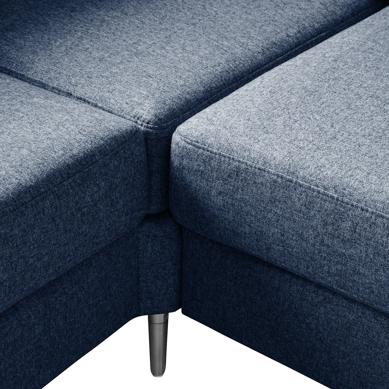 Studio Copenhagen Canapé panoramique COSO Classic+ - Tissu Inze: Bleu - Méridienne courte à droite / longue à gauche (vue de face) - Coffre de lit - Chrome brillant 22 Studio Copenhagen Canapé panoramique COSO Classic+ - Tissu Inze: Bleu - Méridienne courte à droite / longue à gauche (vue de face) - Coffre de lit - Chrome brillant – Image 20