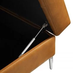 Studio Copenhagen Canapé panoramique COSO Classic+ - Cuir véritable Taru : Marron clair - Méridienne courte à gauche / longue à droite (vue de face) - Coffre de lit - Chrome brillant -Meubles de salon Soldes 1000212011 200811 17212900984 DETAILS P000000001000212011