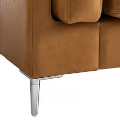 Studio Copenhagen Canapé panoramique COSO Classic+ - Cuir véritable Taru : Marron clair - Méridienne courte à gauche / longue à droite (vue de face) - Coffre de lit - Chrome brillant -Meubles de salon Soldes 1000212011 200811 17213000987 DETAILS P000000001000212011