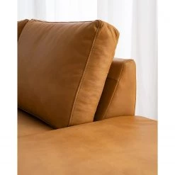 Studio Copenhagen Canapé panoramique COSO Classic+ - Cuir véritable Taru : Marron clair - Méridienne courte à gauche / longue à droite (vue de face) - Coffre de lit - Chrome brillant -Meubles de salon Soldes 1000212011 200923 09530000376 DETAILS P000000001000212011