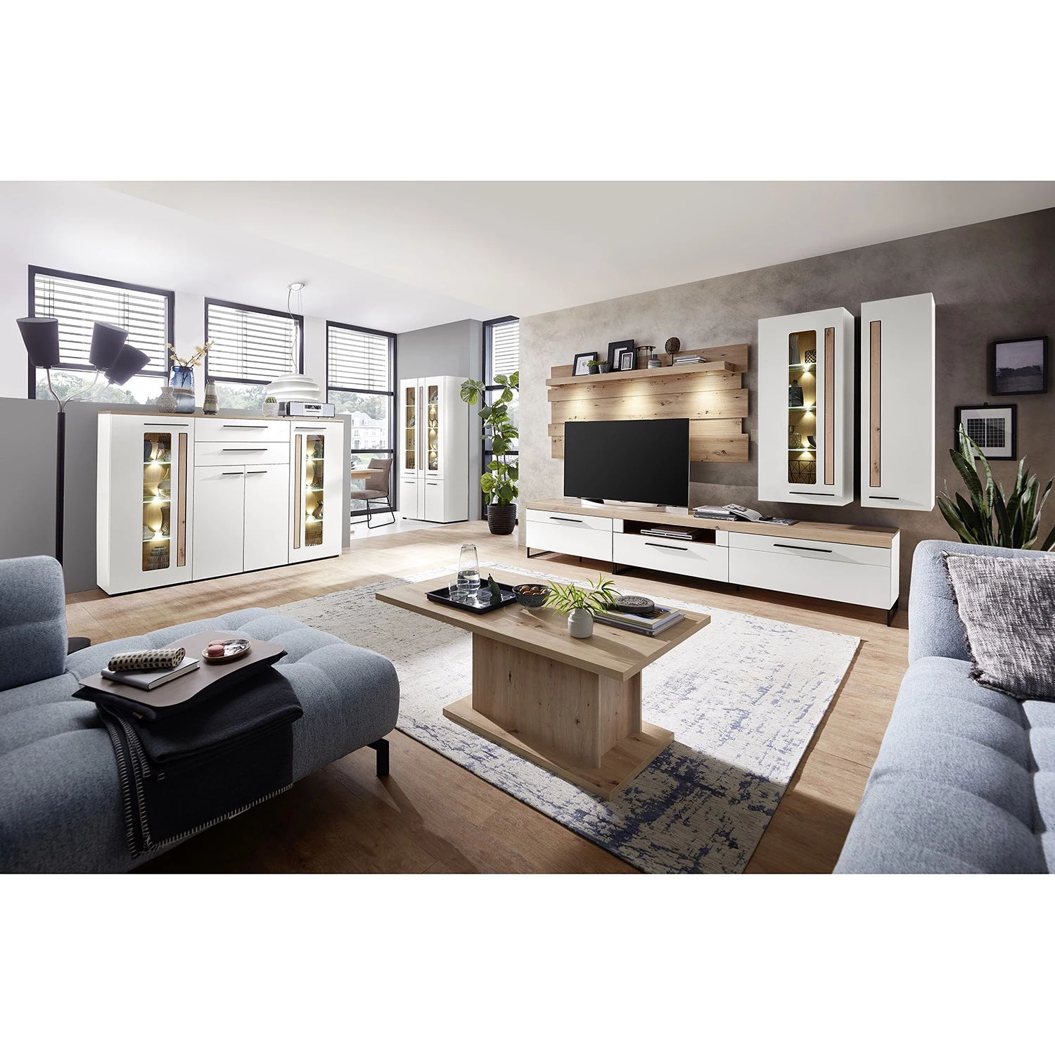 Red Living Buffet haut Parolin - Avec éclairage - Blanc 4 Red Living Buffet haut Parolin - Avec éclairage - Blanc – Image 2