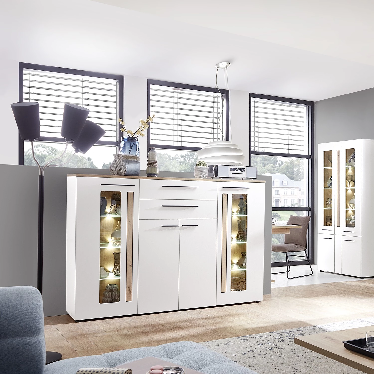 Red Living Buffet haut Parolin - Avec éclairage - Blanc 7 Red Living Buffet haut Parolin - Avec éclairage - Blanc – Image 5