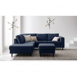 Studio Copenhagen Canapé d’angle COSO Classic ottomane - Tissu Milan : Bleu foncé - Largeur : 238 cm - Méridienne longue à gauche (vue de face) - Coffre de lit - Hêtre -Meubles de salon Soldes 1000213083 201023 11041700196 MOOD DETAILS P000000001000213083 mood