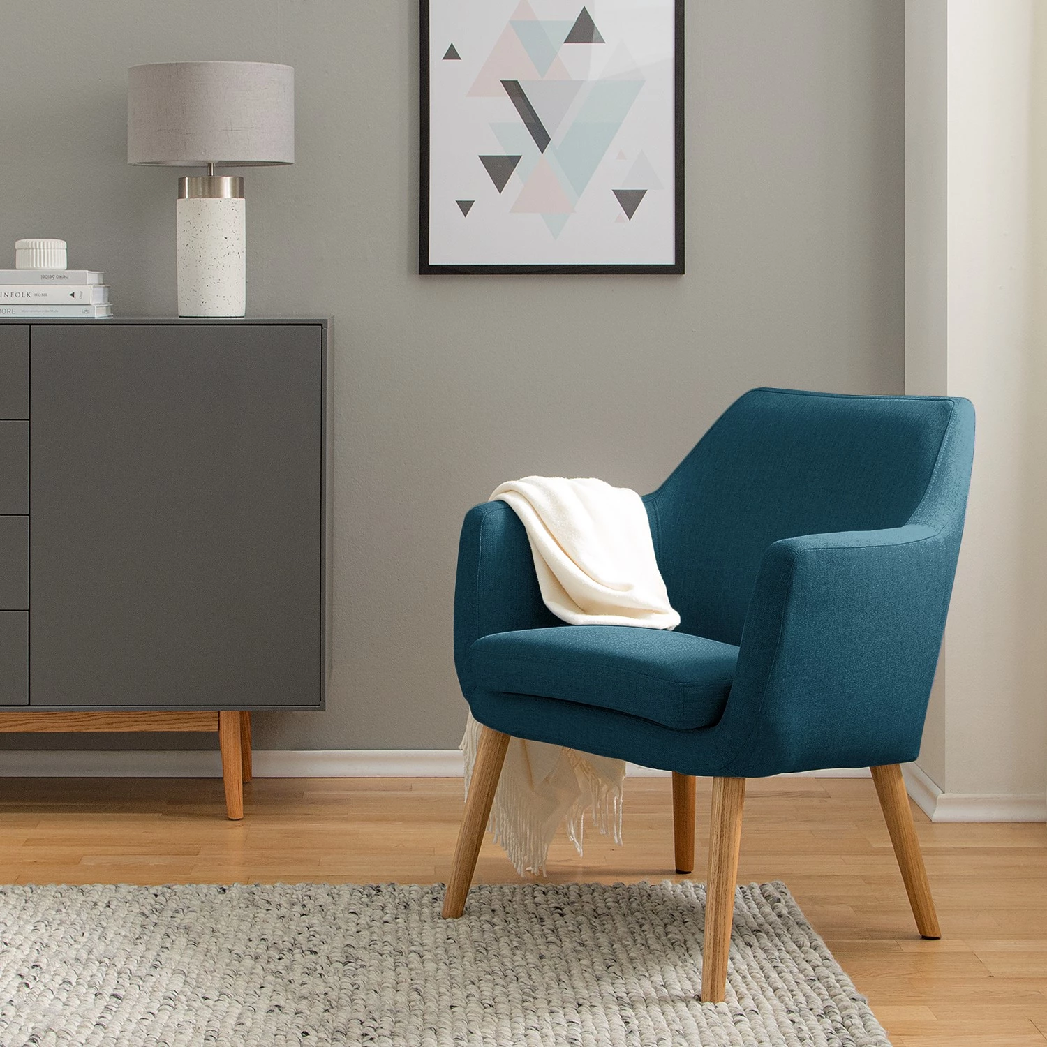 Mørteens Fauteuil Nicholas - Tissu - Bleu jean 4 Mørteens Fauteuil Nicholas - Tissu - Bleu jean – Image 2