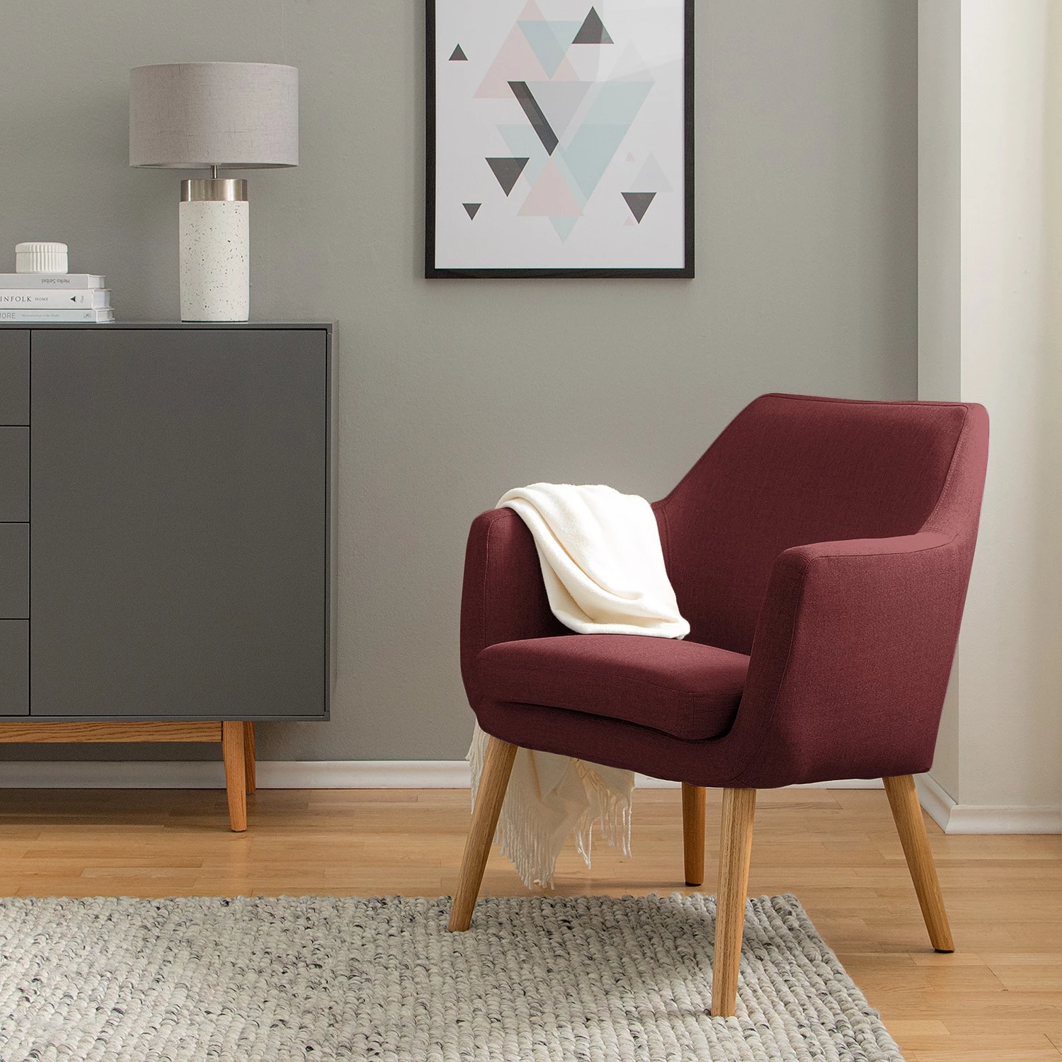 Mørteens Fauteuil Nicholas - Tissu - Rouge foncé 4 Mørteens Fauteuil Nicholas - Tissu - Rouge foncé – Image 2