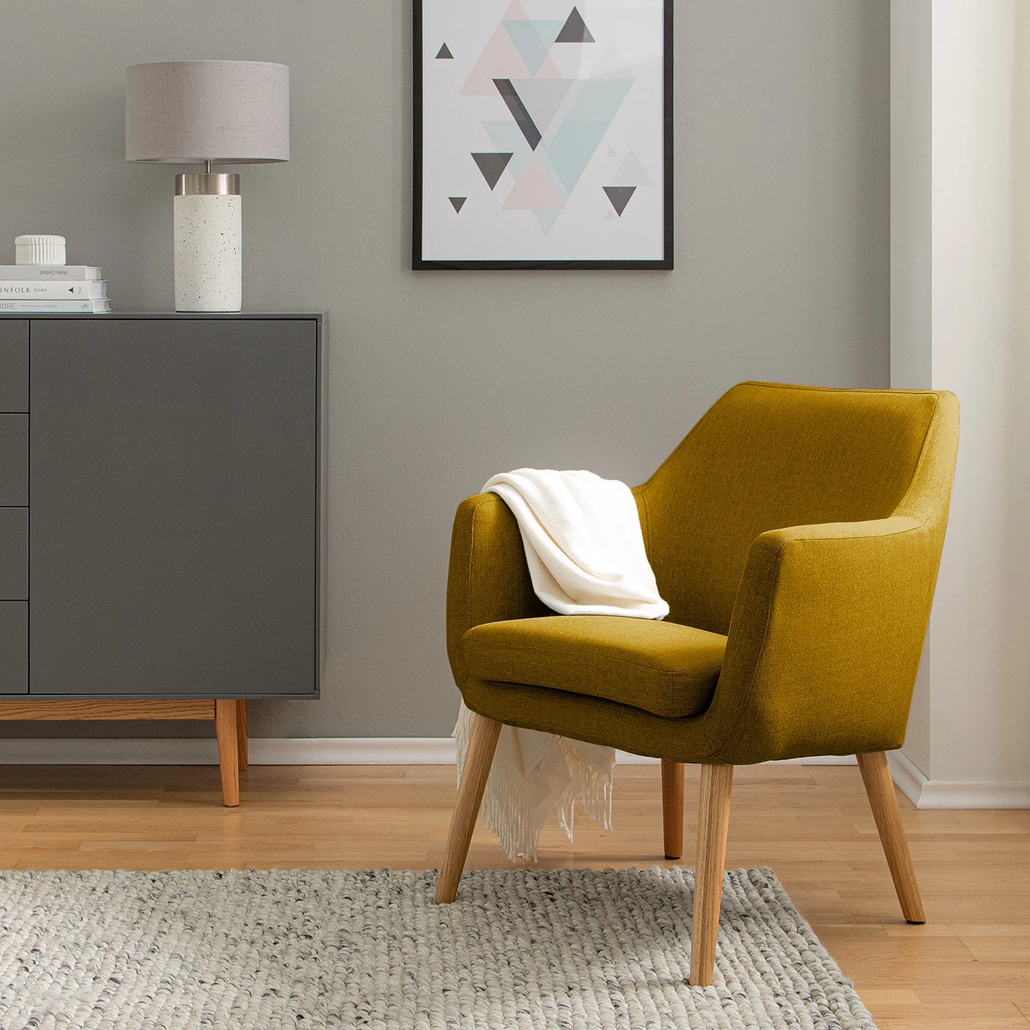 Mørteens Fauteuil Nicholas - Tissu - Jaune curry 4 Mørteens Fauteuil Nicholas - Tissu - Jaune curry – Image 2