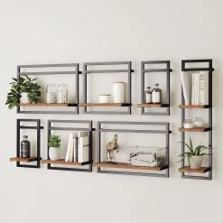 Ars manufacti Étagères murales Manchester V (7 élém.) - Acacia massif / Métal - Acacia / Anthracite -Meubles de salon Soldes 1000213201 200630 08420300004 MOOD DETAILS P000000001000213201 mood