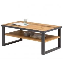Naturoo Table basse Ironwood - Placage en bois véritable / Métal - Chêne vieilli / Gris
