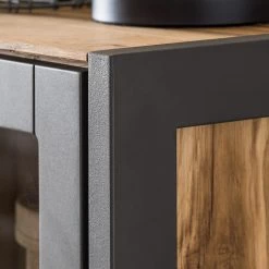 Naturoo Vitrine Ironwood - Placage en bois véritable / Métal - Chêne vieilli / Gris -Meubles de salon Soldes 1000213211 200512 14002100021 DETAILS P000000001000213211