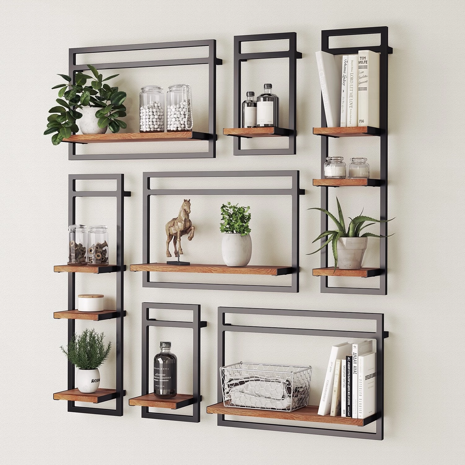 Ars manufacti Étagères murales Manchester VI (7 élém.) - Acacia massif / Métal - Acacia / Anthracite 4 Ars manufacti Étagères murales Manchester VI (7 élém.) - Acacia massif / Métal - Acacia / Anthracite – Image 2