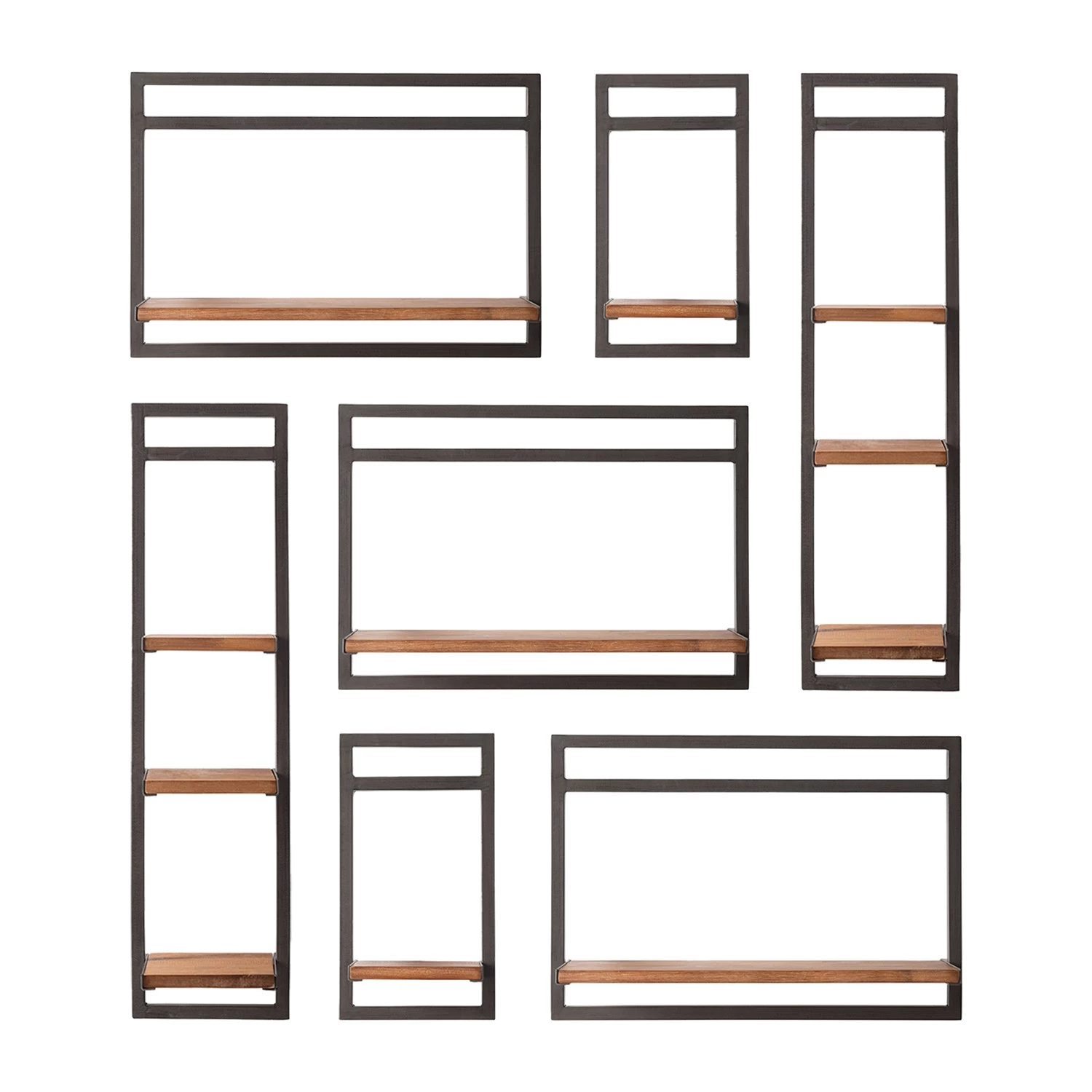 Ars manufacti Étagères murales Manchester VI (7 élém.) - Acacia massif / Métal - Acacia / Anthracite 5 Ars manufacti Étagères murales Manchester VI (7 élém.) - Acacia massif / Métal - Acacia / Anthracite – Image 3